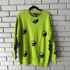 Green Yin Yang oversized sweater